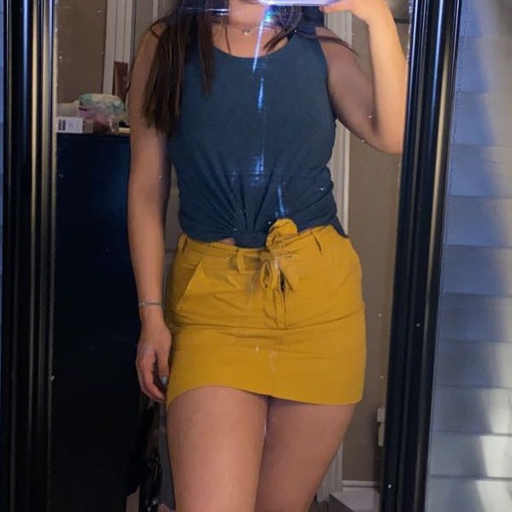 Yellow Self Tie Skirt